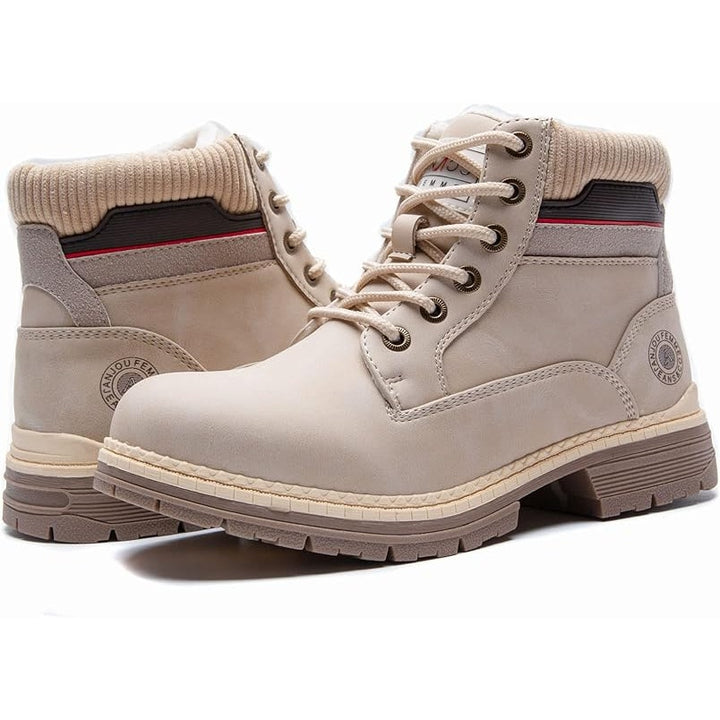 New Anjoufemme Womens Size 7.5 Tan Faux Suede Waterproof Outdoor Hiking Boots