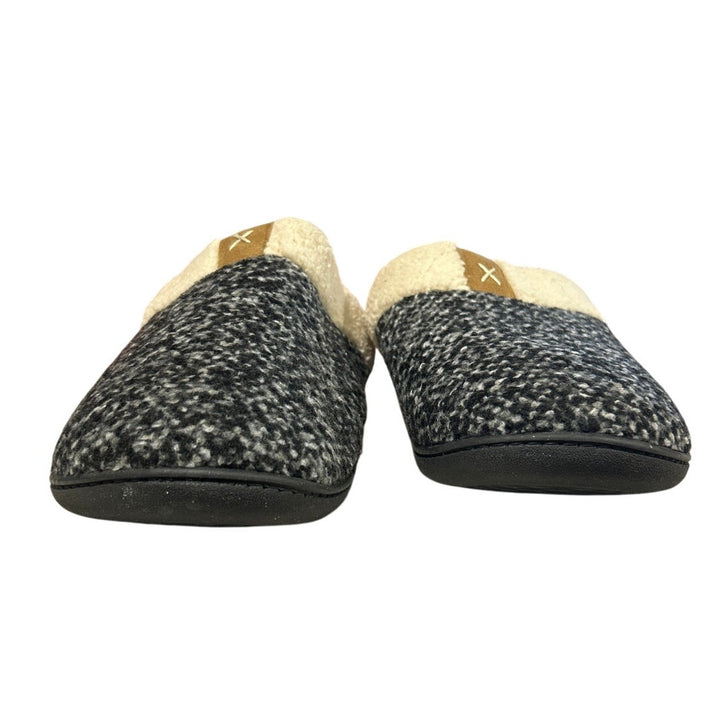 Ultra Ideas Mens Size 13/14 Gray Black Sherpa Lined Memory Foam House Slippers