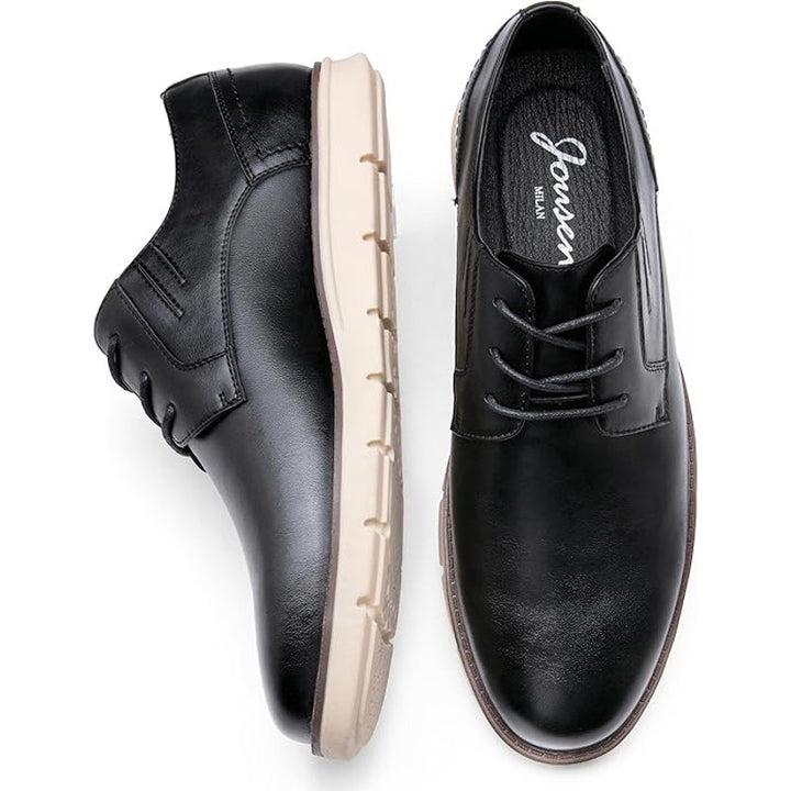 Jousen Mens 10 Black Faux Leather Lace Up Comfort Casual Non Slip Dress Shoes