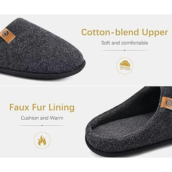 Oncai Men Size 11 Gray Soft Cotton Blend Memory Foam Slide On Mule Slipper Shoes