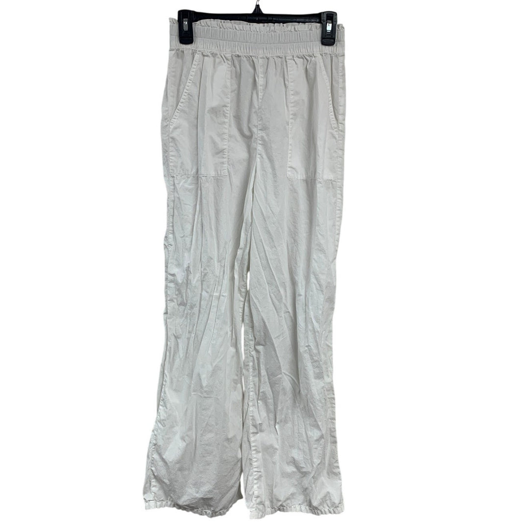 New Aerie Womens Small White Ruffled Elastic Paper Bag Waist Pants w Pockets