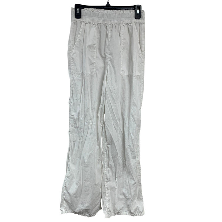 New Aerie Womens Small White Ruffled Elastic Paper Bag Waist Pants w Pockets