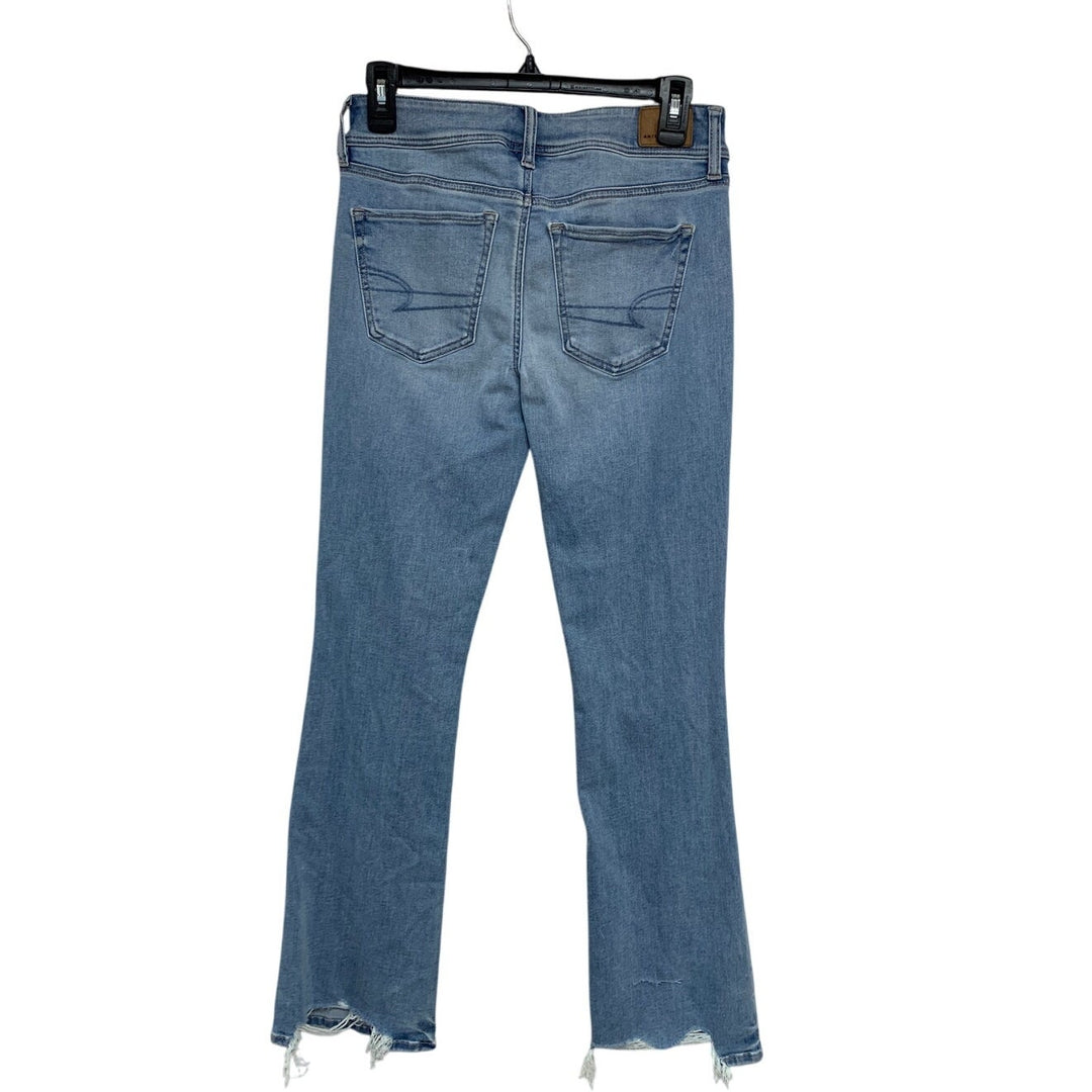 New American Eagle Womens Size 6 Kick Boot Factory Distressed Denim Blue Jeans