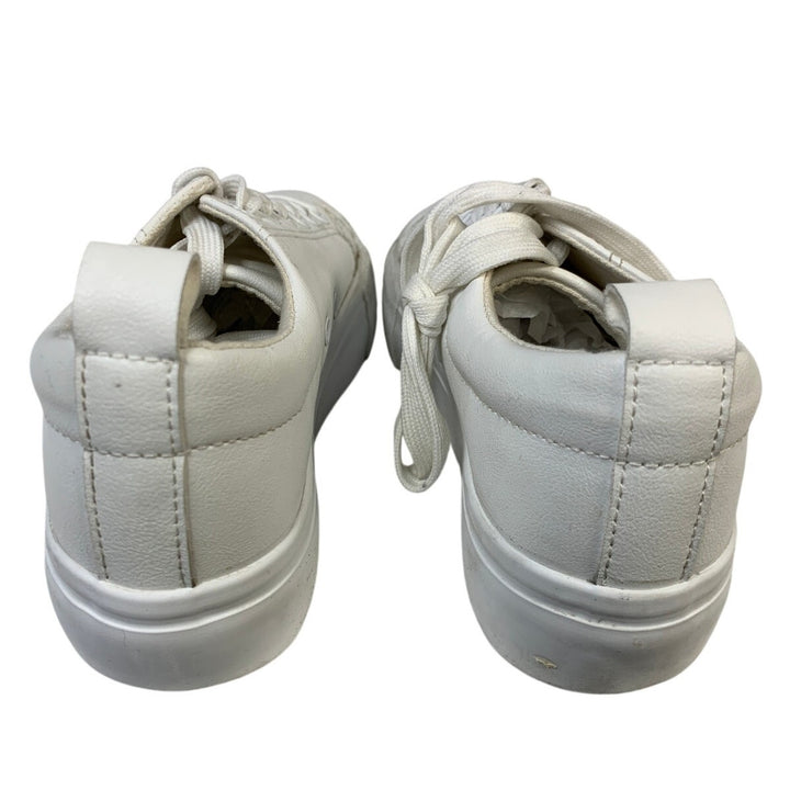 Sernial Womens Size 6.5 White Faux Leather Lace Up Tennis Basic Sneaker Shoes