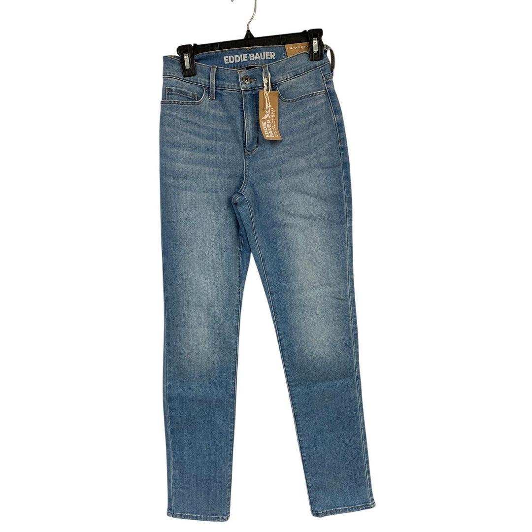 New Eddie Bauer Womens Medium Wash Venture Stretch Slim Straight Blue Jeans