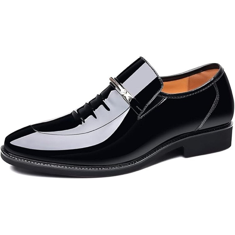 New Mens Size 12 Black Faux Leather Gold Rhinestone Accent Slide On Loafer Shoes