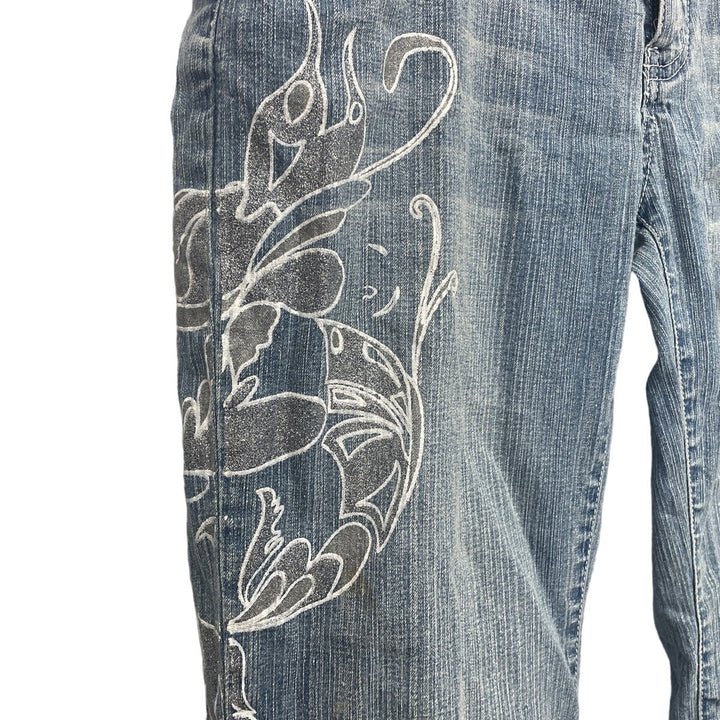 Apollo Jeans Juniors 9/10 Stretch Cotton Butterfly Denim Capri Cropped Pants