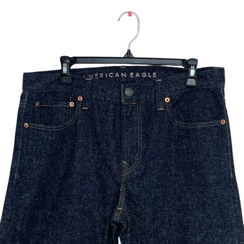 New American Eagle Mens 32x34 Original Boot Cut Denim Dark Blue Marled Jeans