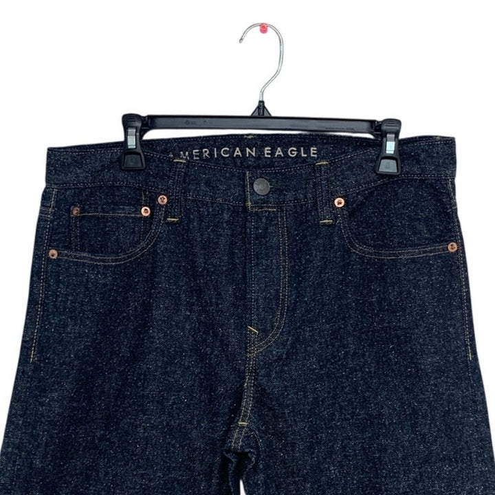New American Eagle Mens 32x34 Original Boot Cut Denim Dark Blue Marled Jeans