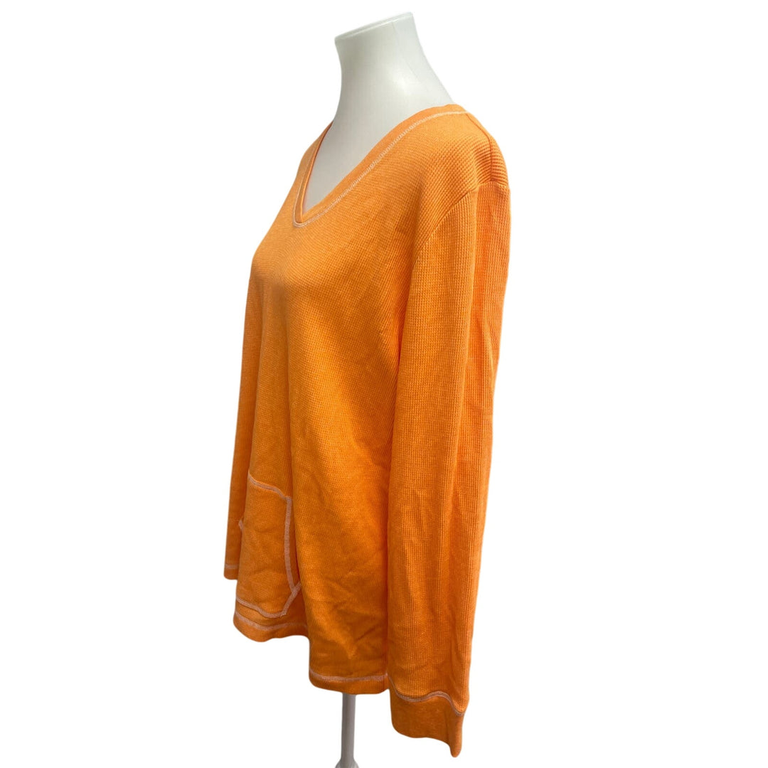 Lizwear Womens Plus Size XXL Long Sleeve Lightweight Waffled Front Pocket Tee