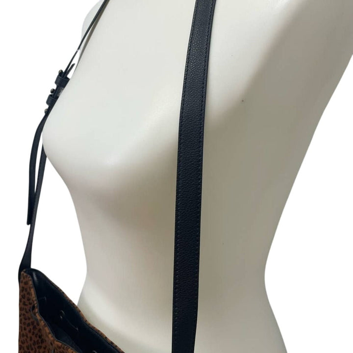 AEO Soft Faux Leather Velour Leopard Spot Adustable Shoulder Strap Purse Handbag