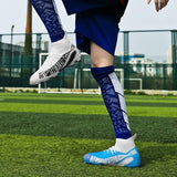 Welrung Men 12 Blue White Lace Up Athletic Non Slip Long Stud Soccer Cleat Shoes