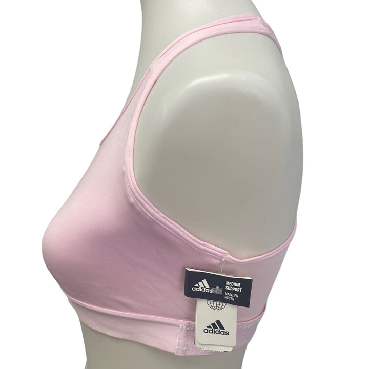 New Adidas Large 44DD Pink Medium Support Removeable Pads Training Sports Bra