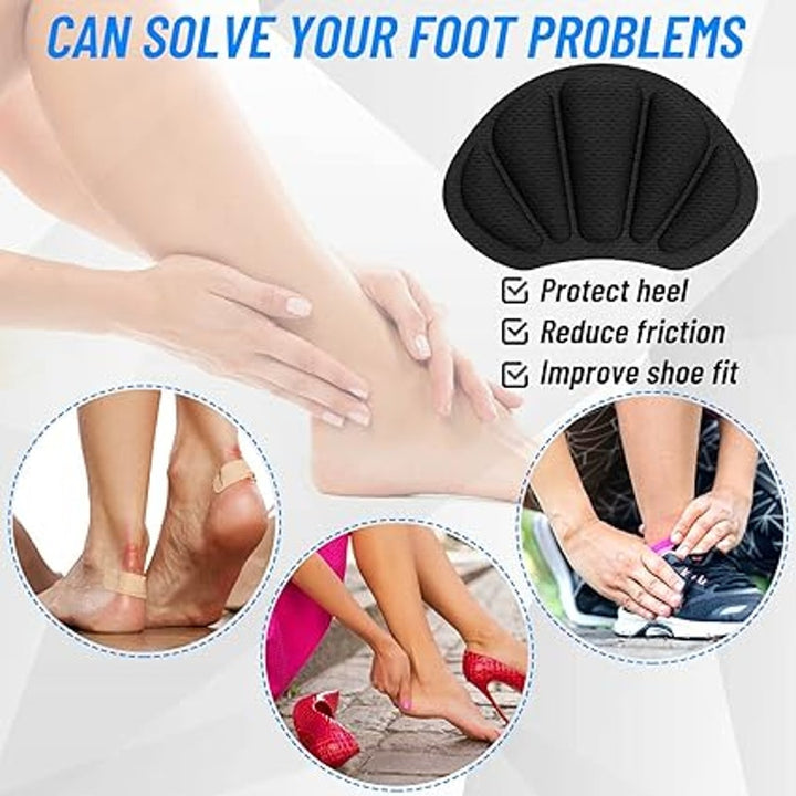 New 6 Piece Black Self Adhesive Mesh Cushion Padded Back Of Heel Shoe Inserts
