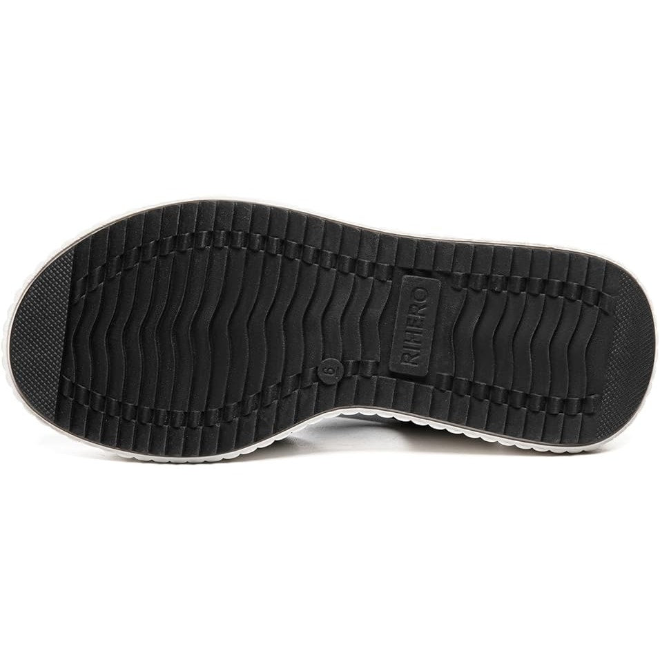 New Rihero Womens 9.5 Black White Hook Loop Strap Comfort Platform Sandal Shoes