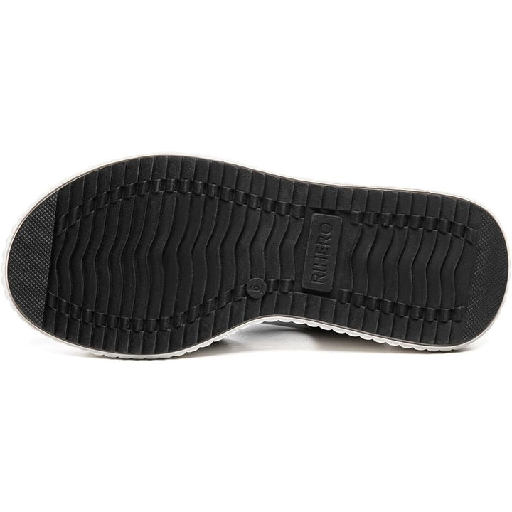 New Rihero Womens 9.5 Black White Hook Loop Strap Comfort Platform Sandal Shoes