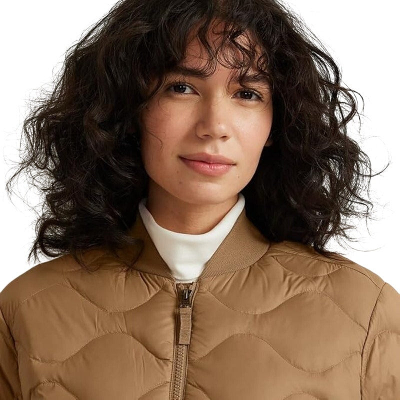 New Eddie Bauer Womens XL Gold Camel Shaw 650 FP Down Puffer Bomber Jacket