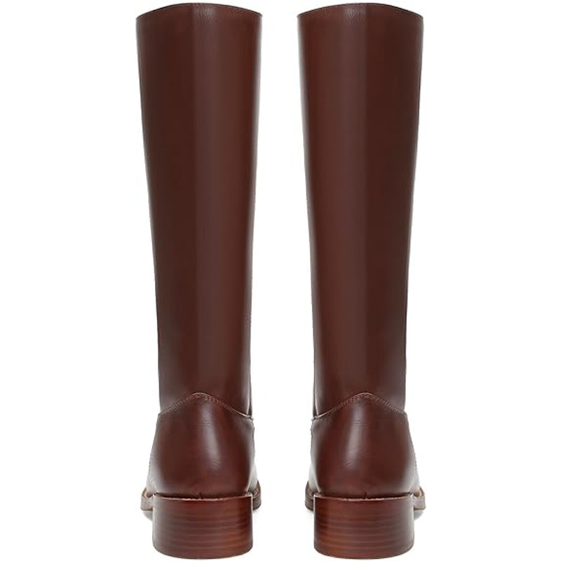 FemFlame Womens 8.5 Dark Brown 1.5" Heel Knee High Boots Closed Square Toe Shoes