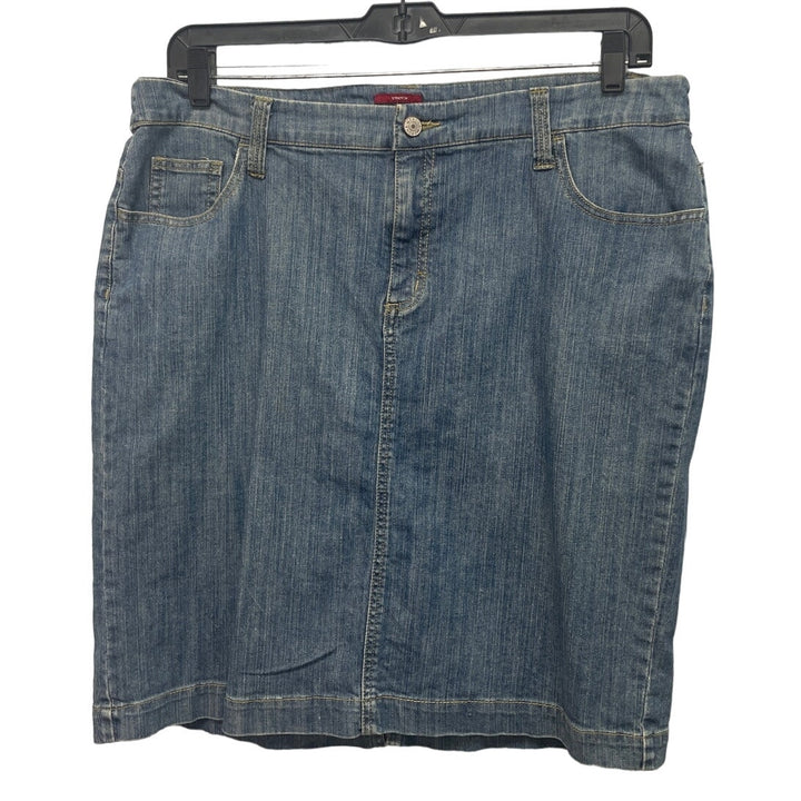 Merona Womens Plus Size 18W Stretch Cotton Short Blue Jean Denim Pencil Skirt