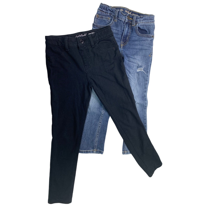 2 New Cat &amp; Jack Girls (6/7) Adjustable Waist Super Stretch Jegging Jeans