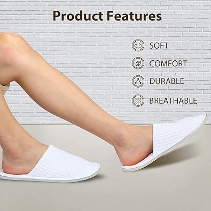 New Anmerl 8 Pairs White Slip On Universal Unisex Breathable Basic Spa Slippers