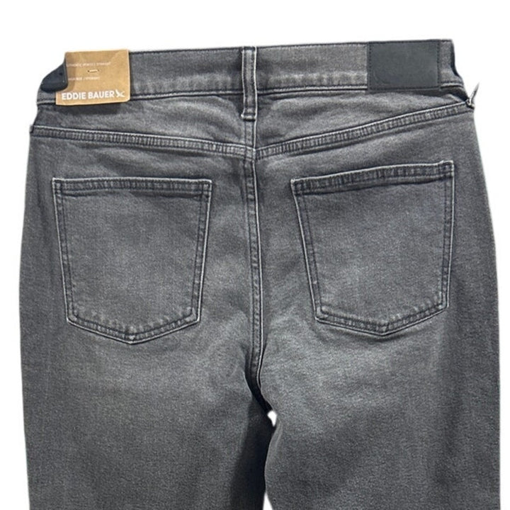 New Eddie Bauer Womens Washed Black Authentic High Rise Perfect Straight Jeans