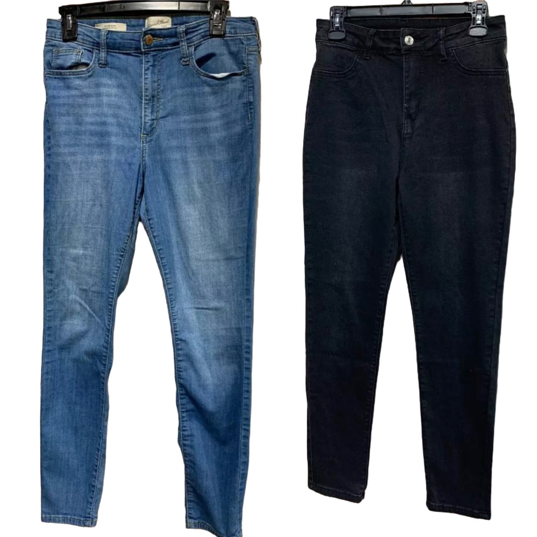 2 Universal Thread Shein Size 8 Black Denim Blue Cotton Blend Skinny Jeans lot