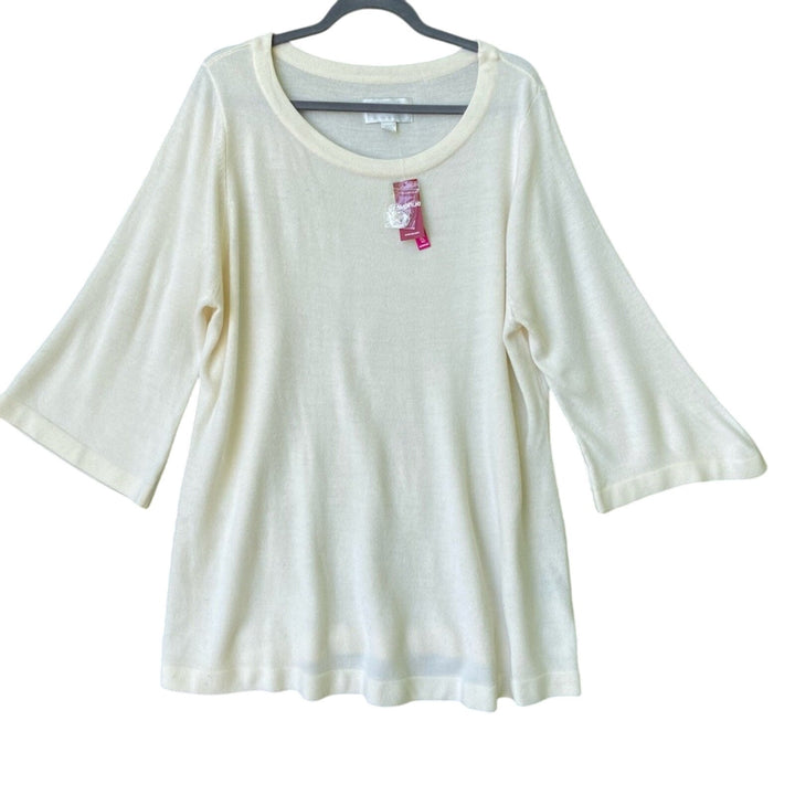 NWT New Avenue Womens Size 22/24 Cream 100% Acrylic Long Sleeve Sweater