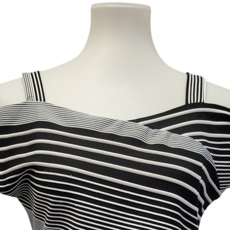 7th Avenue New York &amp; Co Womens Small Cold Shoulder Striped V Neck Top