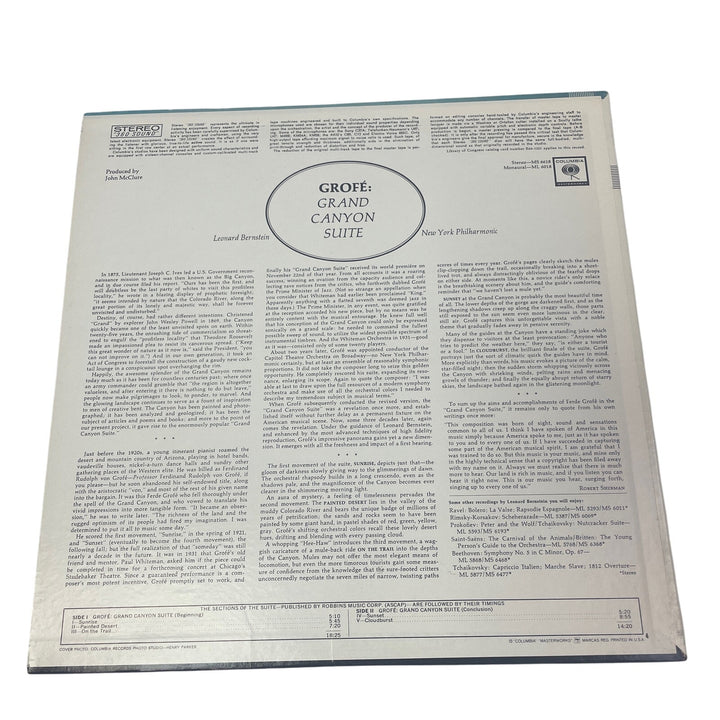 Grofe Grand Canyon Suite Leonard Bernstein New York Philharmonic LP Vinyl Record