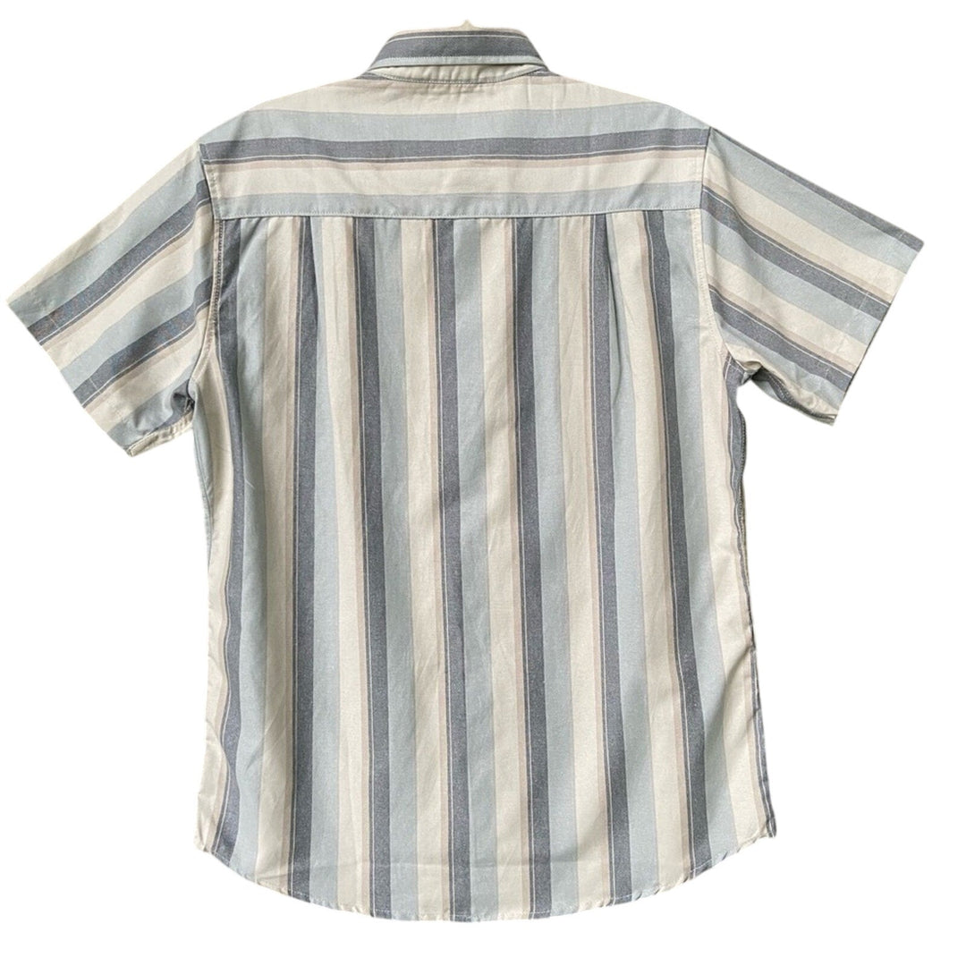 NWT New Free Planet Mens Large PolyCotton Blue Striped Button Up Collared Shirt