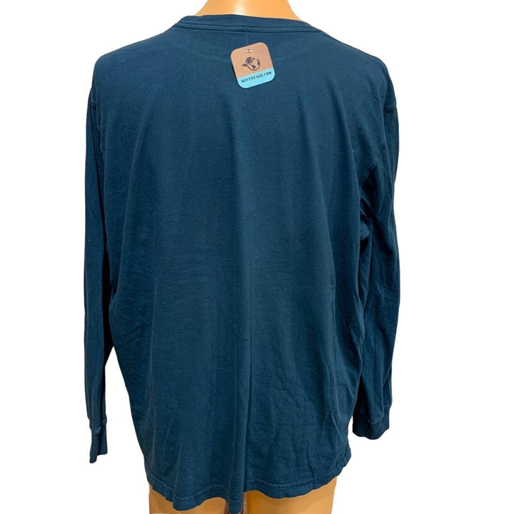 Hand Printed Upcycled Mens 2XL Halloween Keep Calm Shoot Zombies Long Sleeve Tee
