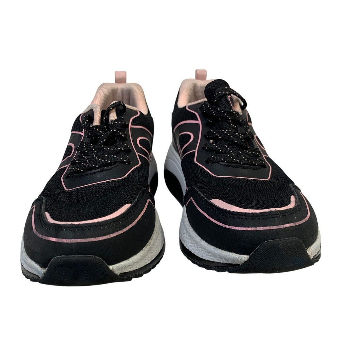 Zefuher Womens Size 7.5 Black Pink Sneakers Lace Up Low Top Running Tennis Shoes