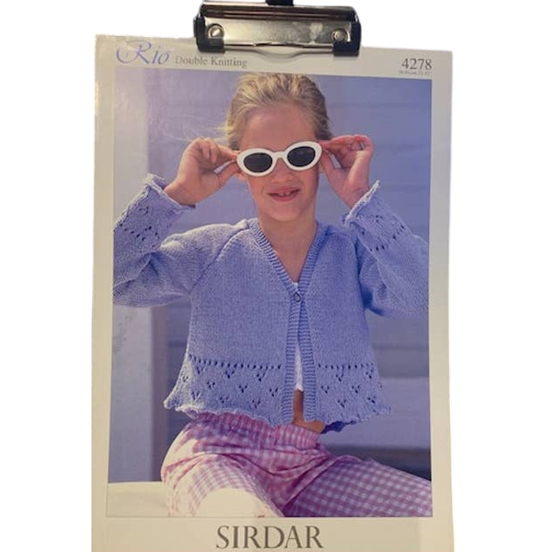 New Sirdar 4278 Rio Girls Cropped Cardigan Sweater Double Knitting Pattern