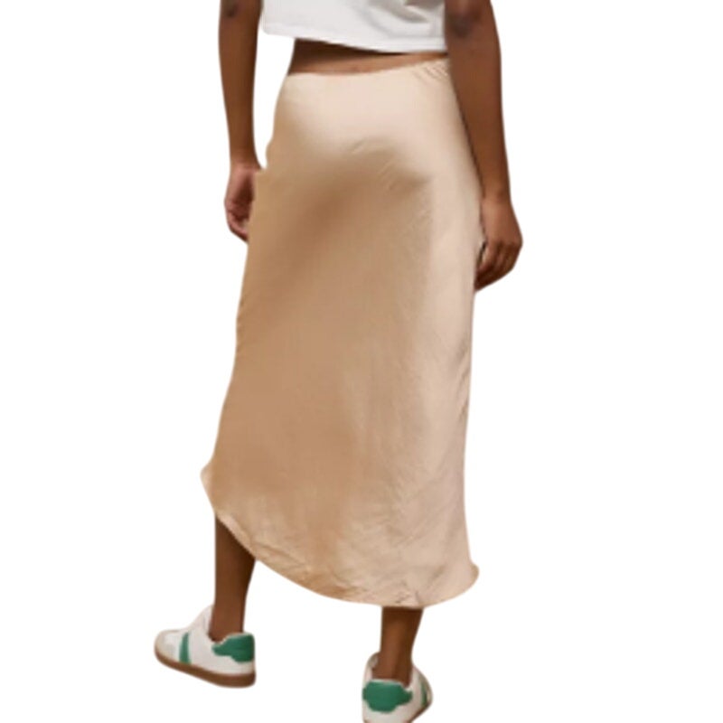 New American Eagle Womens Small AE High-Waisted Tan Sandbar Midi Slip Skirt