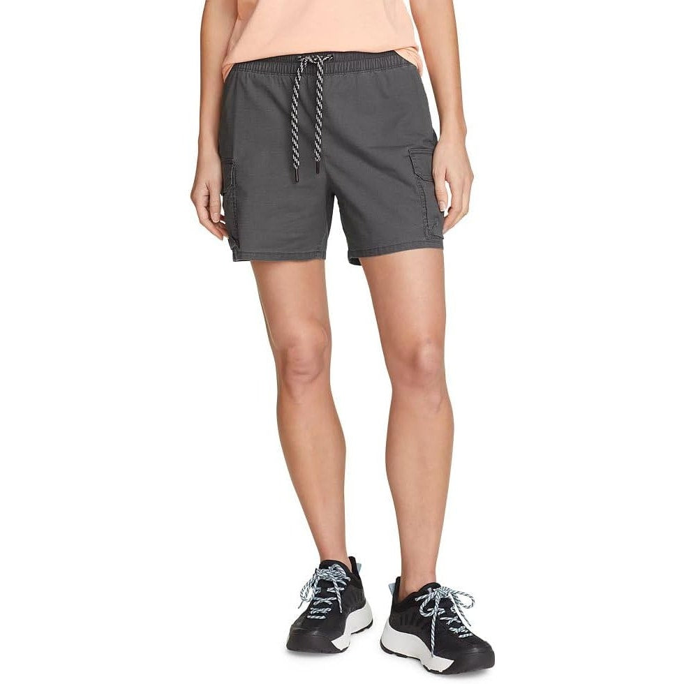 New Eddie Bauer Womens Small Carbon Gray Elastic Drawstring Waist Topout Shorts