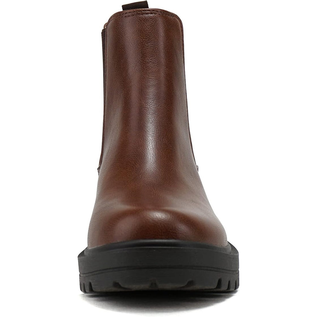 Soda Pilot Women Size 10 Brown 1.5" Heel Ankle Boots Faux Leather Shoes