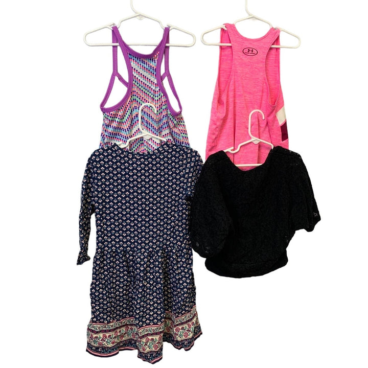 Lot of 4 Girls Medium 7/8 Summer Tank Tops Dress Lot Under Armour Old Navy