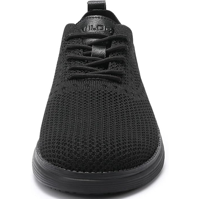 Vilocy Mens Size 10 Black Fabric Lace Up Casual Sneaker Oxford Comfort Shoes