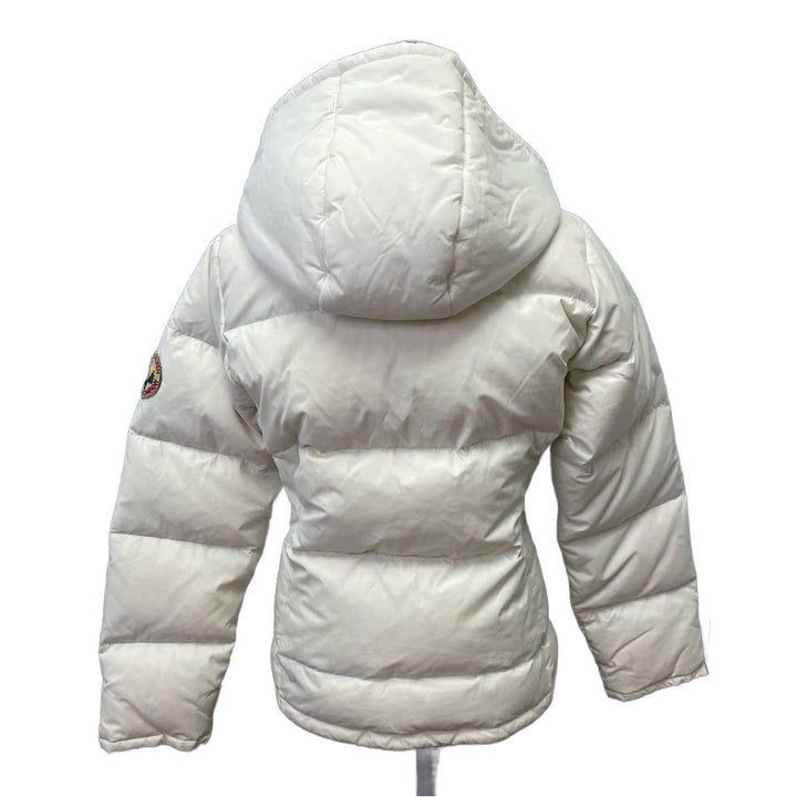 Vintage Polo Jeans Ralph Lauren Womens Small Snap Up Puffer Coat Sunshine Patch