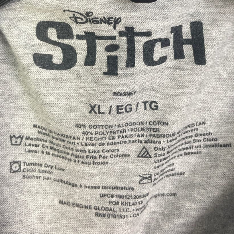New Disney Lilo &amp; Stitch Mens XL Cotton Blend Short Sleeve Crew Neck Tee Shirt