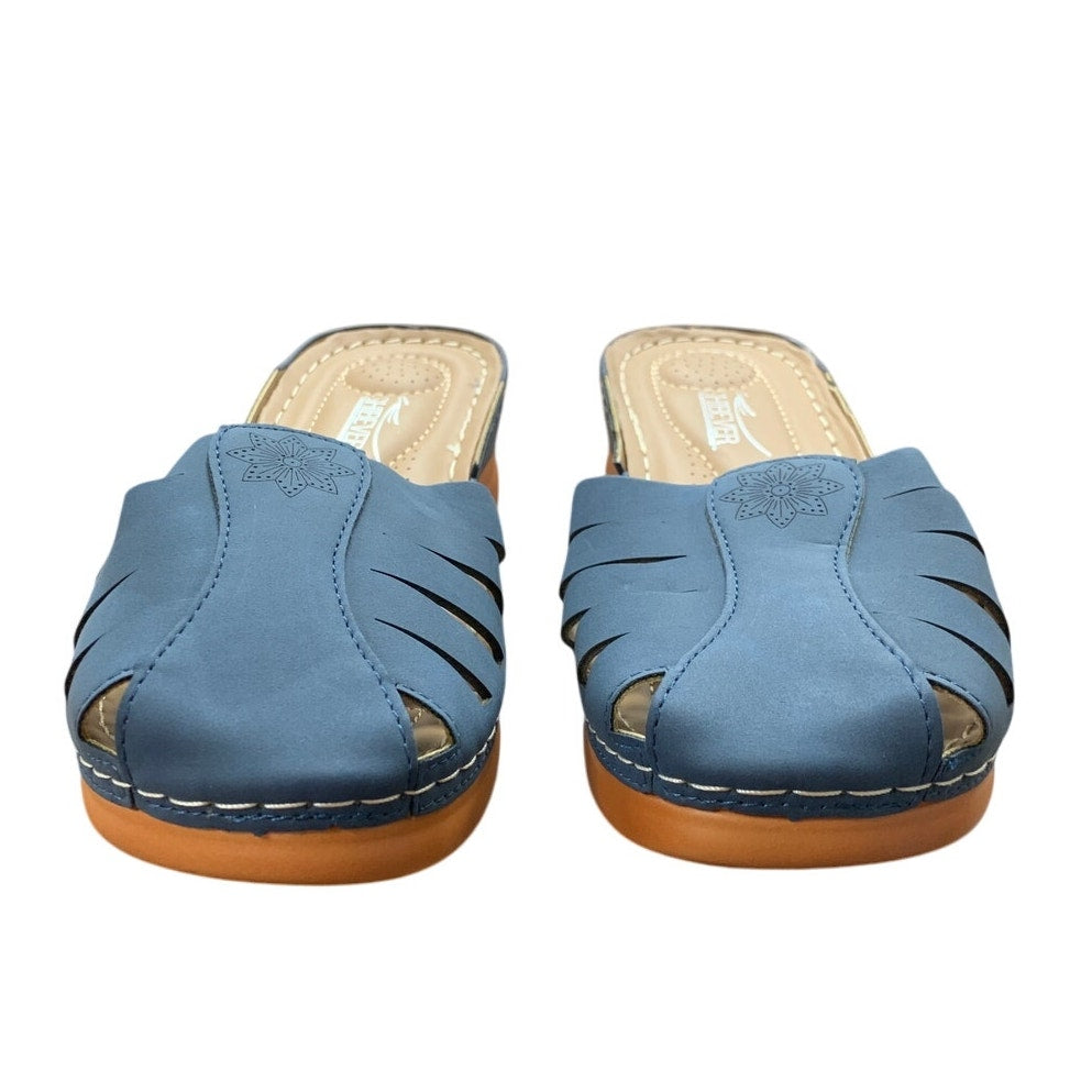 Shibever Womens 7 Blue 1.5" Platform Comfortable Flat Sandals Closed Toe Shoes