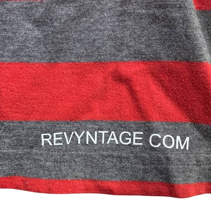 Hand Printed Upcycled Large Red Striped Saving the Planet is My Superpower Tee