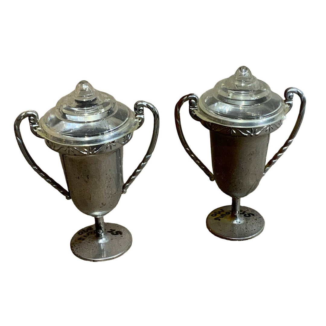 Vintage Silver Plastic St Louis Tarnished Salt Pepper Shakers Set