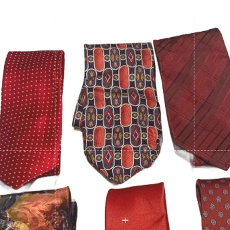 6 Gold Red Silver Polka Dot Floral Geometric Vintage &amp; Modern Mens Neck Ties