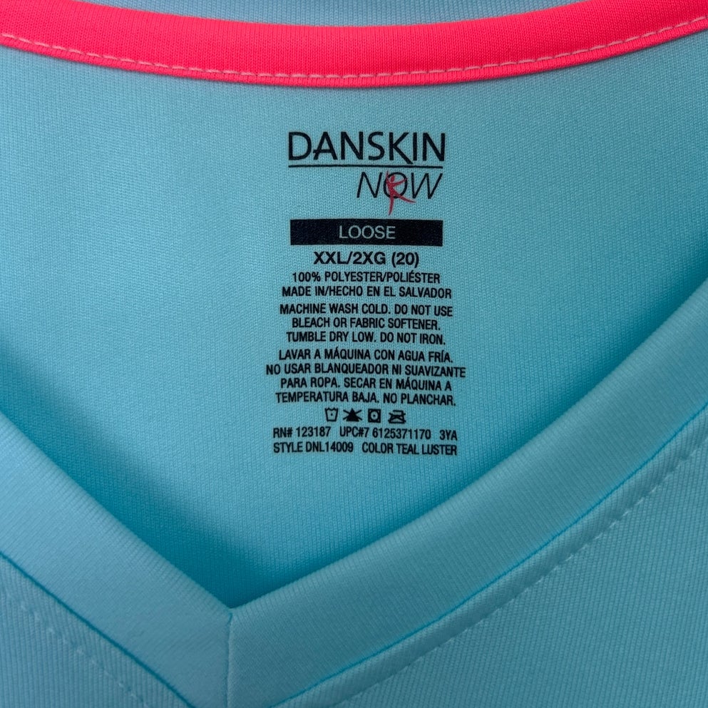 NWT New Danskin Now Womens XXL Short Sleeve V Neck Loose Athletic Shirt