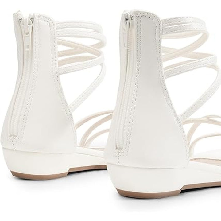 New Dream Pairs Womens Size 10 White Open Toe Ankle Strap Flat Sandal Shoes