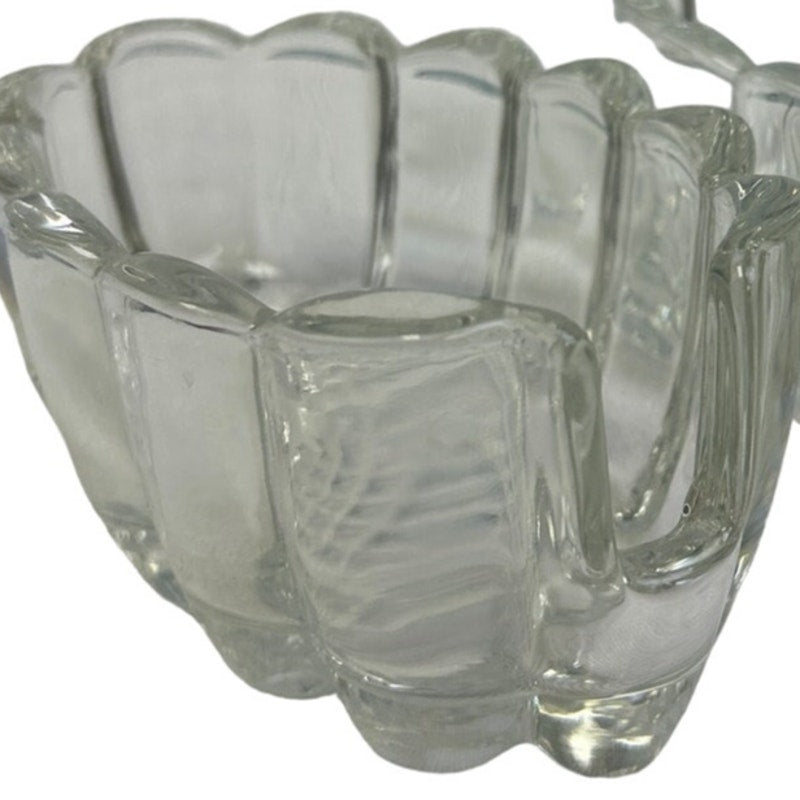 Pair of Vintage Thick Bubble Column Clear Glass Spoon Rest Trays Dishes Bowls