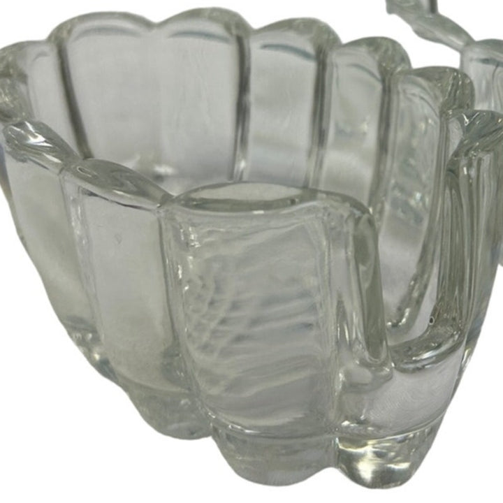Pair of Vintage Thick Bubble Column Clear Glass Spoon Rest Trays Dishes Bowls
