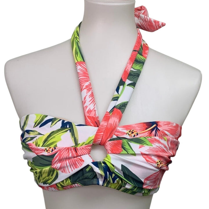 New Kona Sol Womens XL Floral Bandeau Removeable Strap Bikini Top Only
